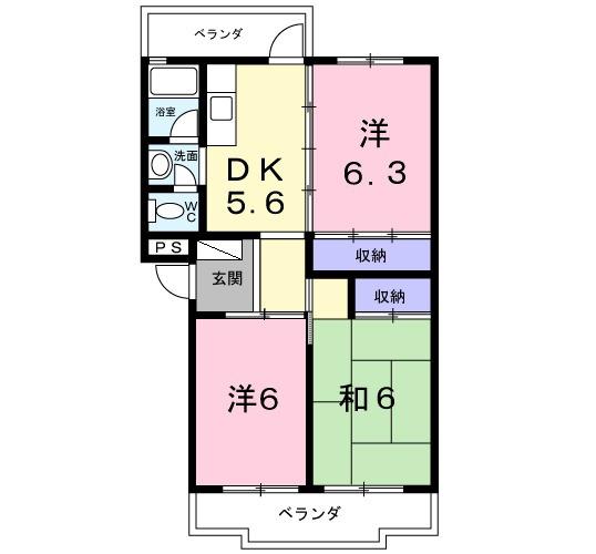 第一コーポ学苑(3DK/3階)の間取り写真