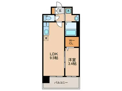 ソルテラス京都JUJO華(1LDK/5階)の間取り写真