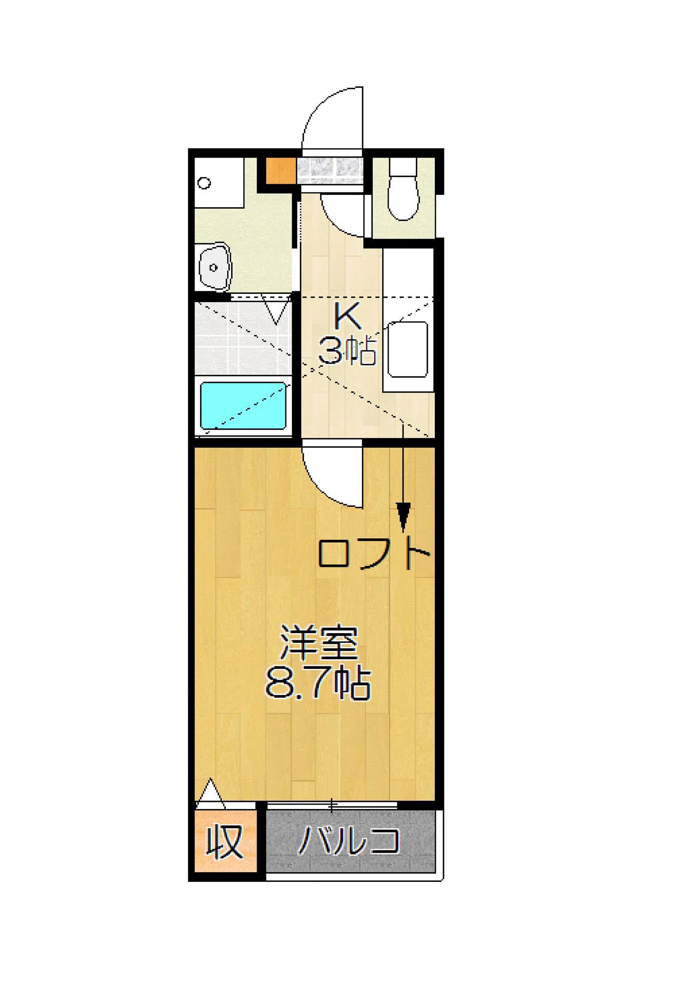 エトワール白壁(1K/2階)の間取り写真