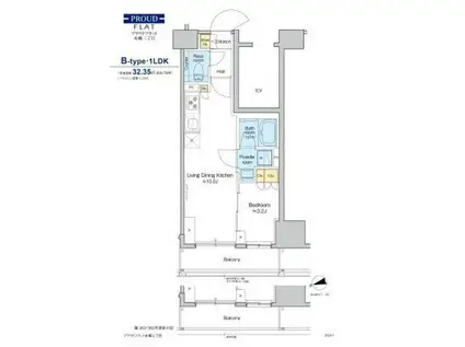 プラウドフラット本郷三丁目(1LDK/12階)の間取り写真