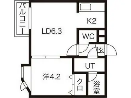 LEE SPACE 北14条東(1LDK/3階)の間取り写真