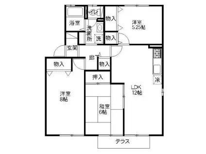 セジュール山田A(3LDK/1階)の間取り写真
