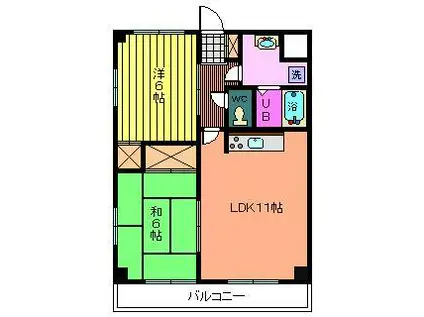 KYリーフ(2LDK/1階)の間取り写真