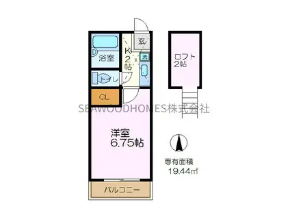 ドルチェM(1K/1階)の間取り写真