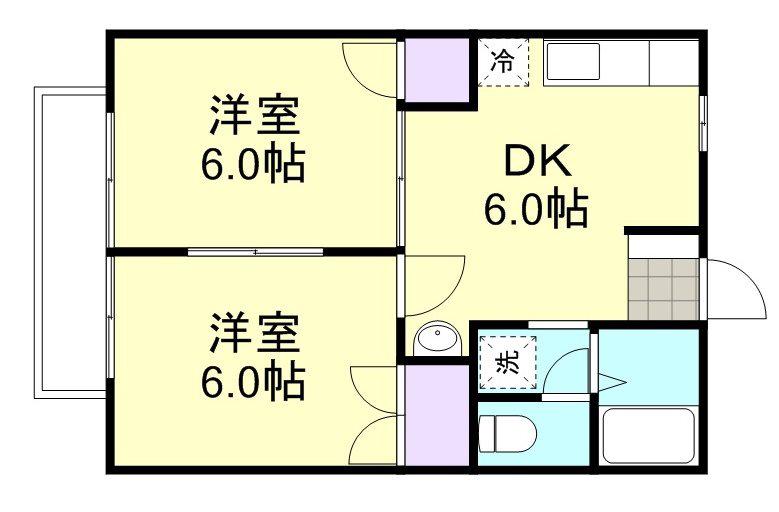 ニューシティM(2DK/2階)の間取り写真