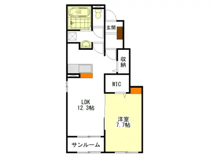 ル・ポール南新町(1LDK/1階)の間取り写真