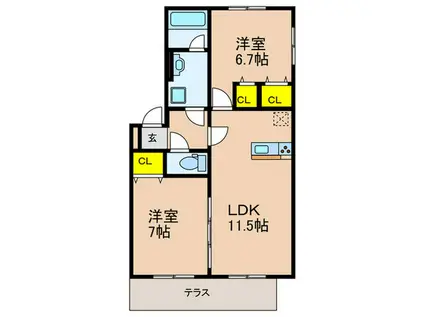 D-ROOM YOU(2LDK/1階)の間取り写真