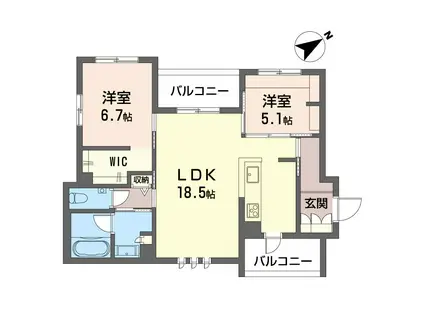 FDI CASA片瀬江の島 I(2LDK/1階)の間取り写真