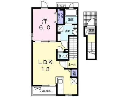 ボヌール彩A(1LDK/2階)の間取り写真