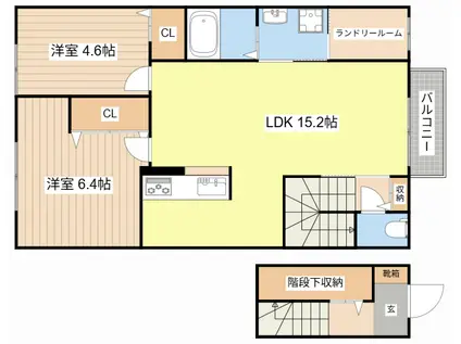 グランジュテS(2LDK/2階)の間取り写真