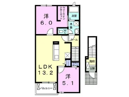 カシーヌ ショコラIII(2LDK/2階)の間取り写真