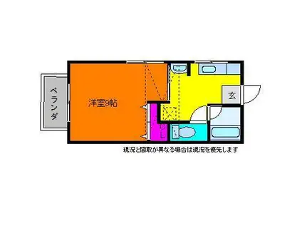 フレッシュ南台(1K/1階)の間取り写真