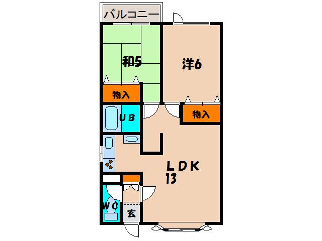 プルーンハイツ(2LDK/1階)の間取り写真