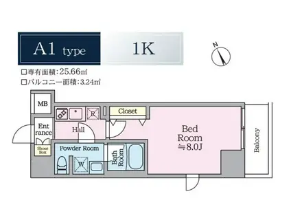 ルフレグランデ川崎ドゥーエ(1K/5階)の間取り写真