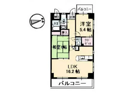 なかすじ壱番館(2LDK/4階)の間取り写真