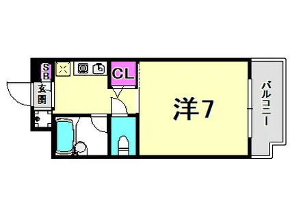 アーバネックス西宮門戸(1K/3階)の間取り写真