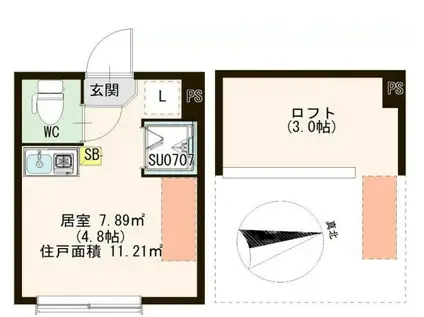 リバーテラス千住大橋(ワンルーム/1階)の間取り写真