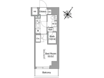 コンフォリア・リヴ横浜阪東橋(1K/6階)の間取り写真