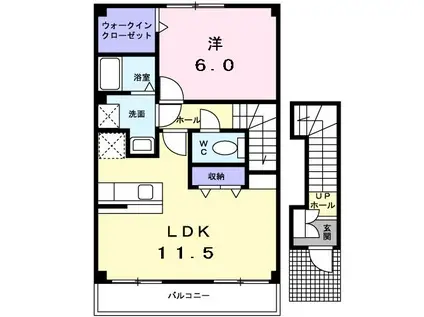 メゾン アムール(1LDK/2階)の間取り写真