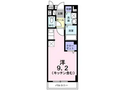 リオンA(ワンルーム/2階)の間取り写真