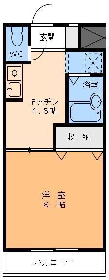 プティボワ(1DK/2階)の間取り写真