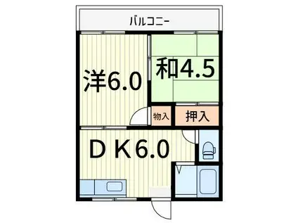 大川コーポ(2DK/1階)の間取り写真