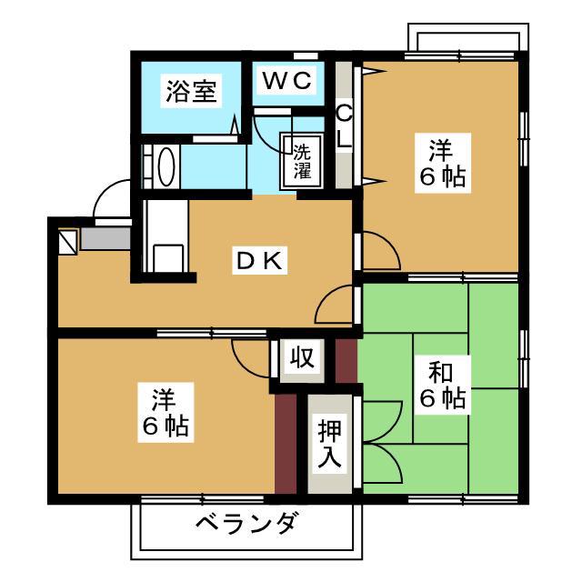 タウニィトミタケ A棟(3DK/1階)の間取り写真