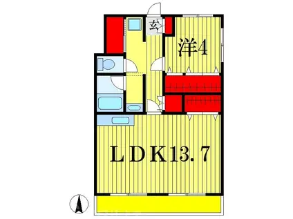 ドミール瑞來(1LDK/4階)の間取り写真