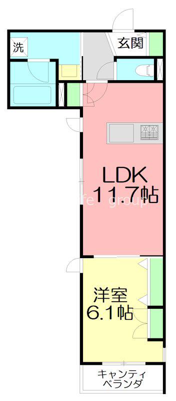 HOUOLI EBINA(1LDK/2階)の間取り写真