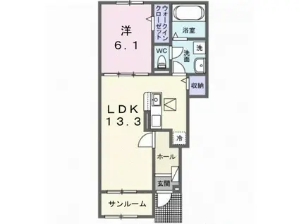 けやきレジデンスα(1LDK/1階)の間取り写真