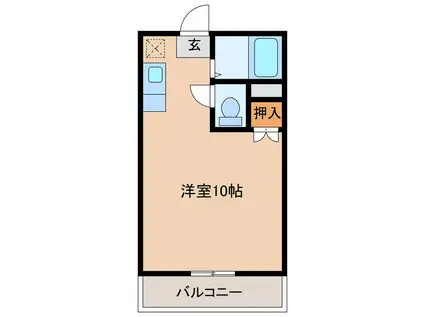 パークハイツ(ワンルーム/2階)の間取り写真