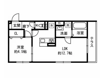 アリア守山(1LDK/1階)の間取り写真