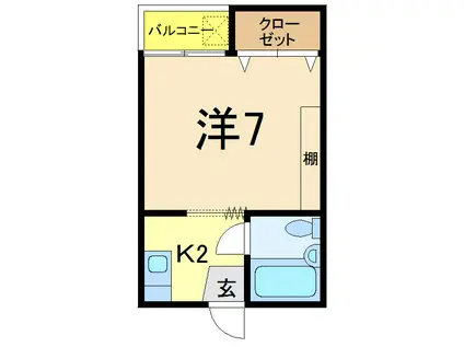 FLAT光(ワンルーム/2階)の間取り写真