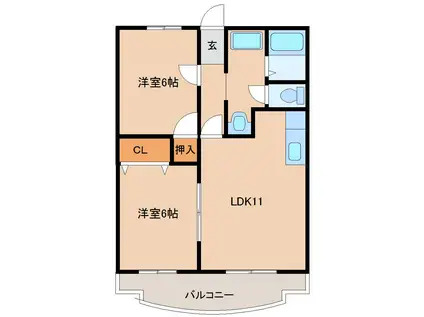 クイーンマンション(2LDK/2階)の間取り写真