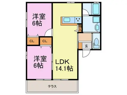 LA LUCE M II(2LDK/1階)の間取り写真