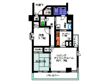 エステシオン大森(2LDK/7階)の間取り写真