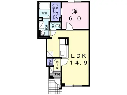 エルム プラシード9号館(1LDK/1階)の間取り写真