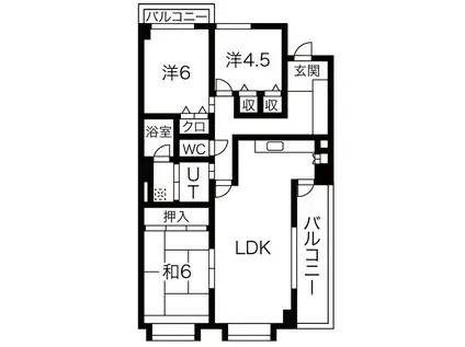 グランクール自由ヶ丘(3LDK/2階)の間取り写真
