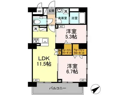 リュミエール千種(2LDK/4階)の間取り写真
