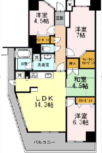 カスタリア阿倍野(4LDK/11階)の間取り写真