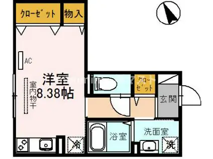 DROOMFUTABA2(ワンルーム/3階)の間取り写真