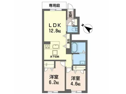 シャーメゾン プレミアスII(2LDK/1階)の間取り写真