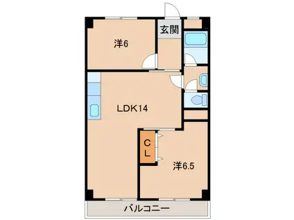 グランメール黒田(2LDK/1階)の間取り写真