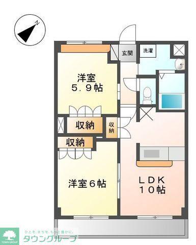 ヒンメルブロー(2LDK/3階)の間取り写真