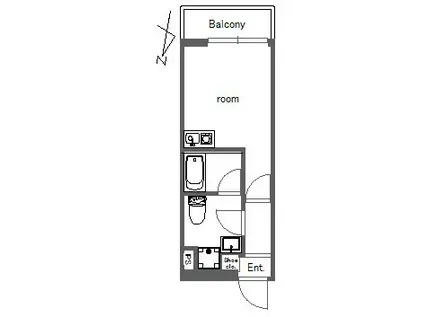 ラレーブ蓮根(ワンルーム/2階)の間取り写真