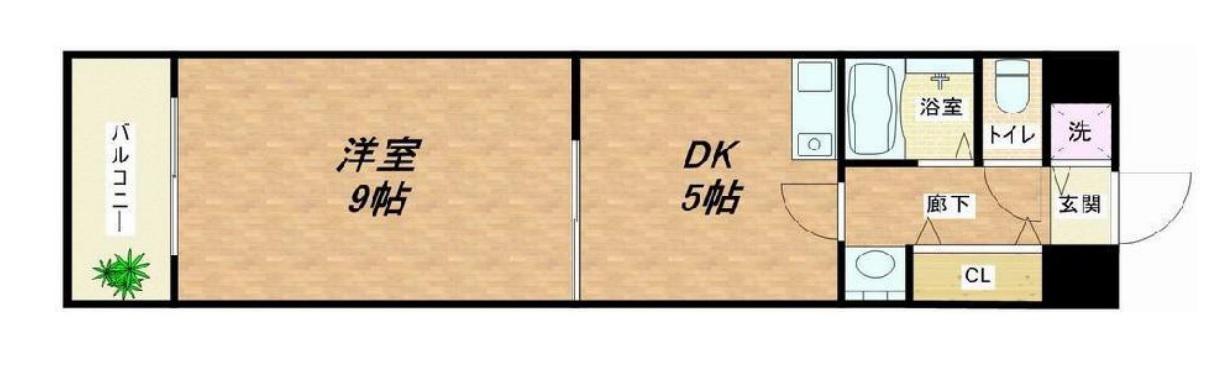 グリーンプラザ瓦町(1DK/7階)の間取り写真