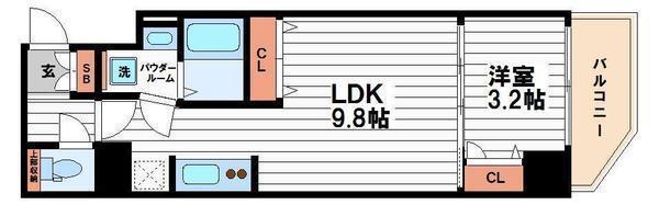 セレニテ心斎橋グランデ(1LDK/10階)の間取り写真