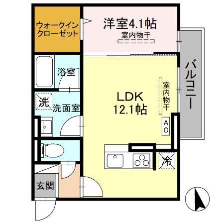 D-TOJO(1LDK/2階)の間取り写真