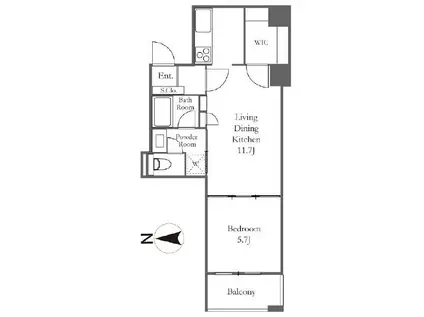リバーシティ21 イーストタワーズII(1LDK/11階)の間取り写真