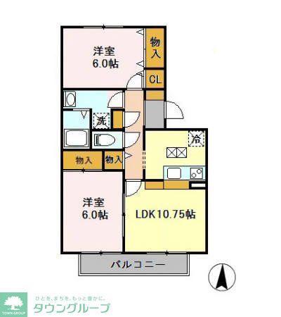 コートエスペランサーA(2LDK/1階)の間取り写真